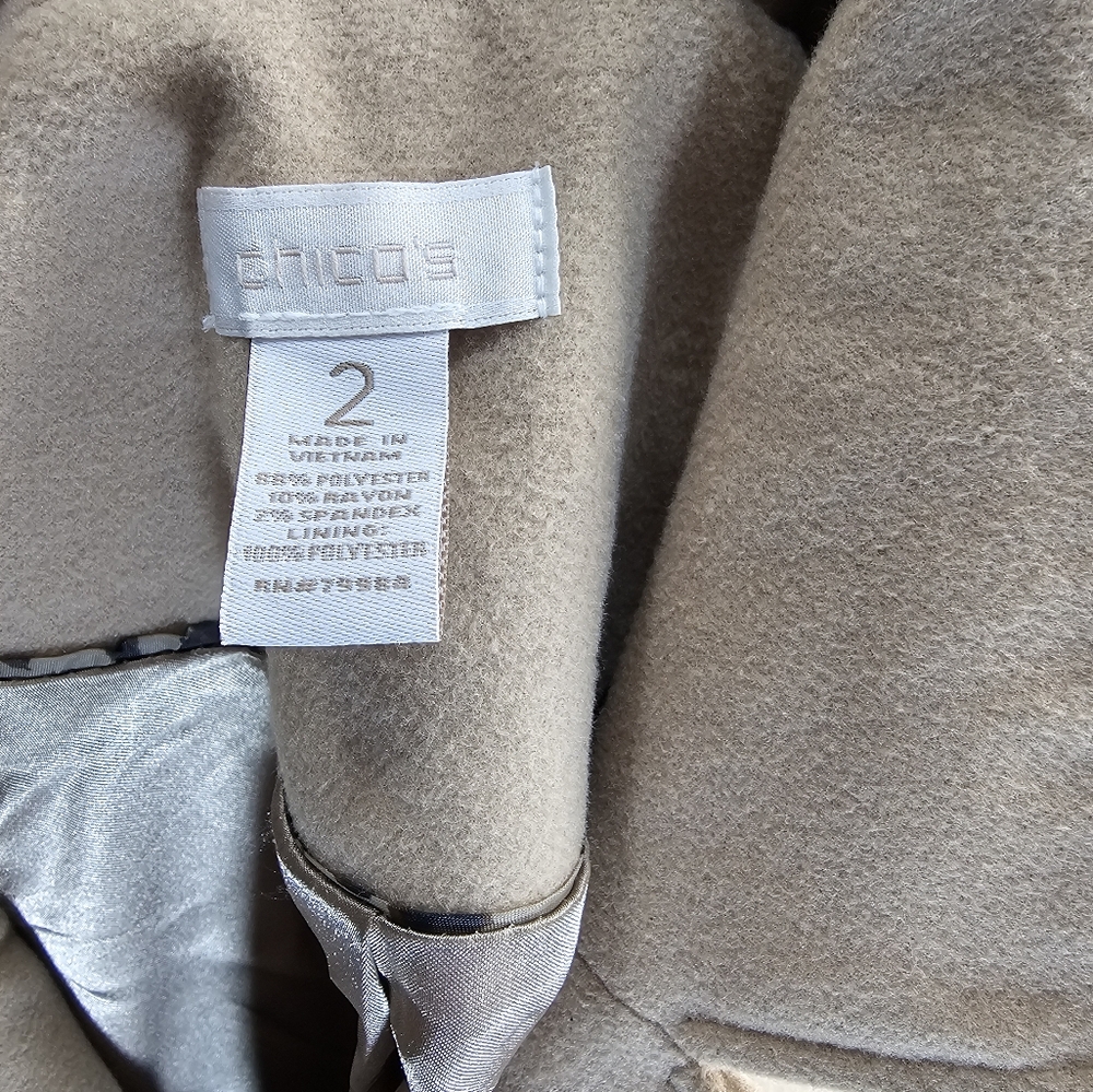 Chicos Tan Solid Basic Classic Jacket Size 2 - image 2